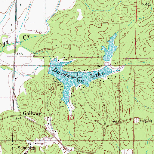 Topographic Map of Darden Lake, MS