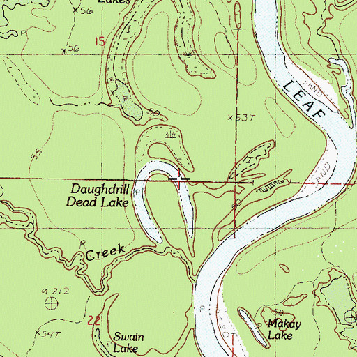 Topographic Map of Daughdrill Dead Lake, MS