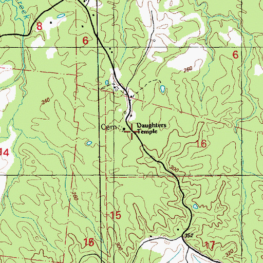 Topographic Map of Daughters Temple, MS