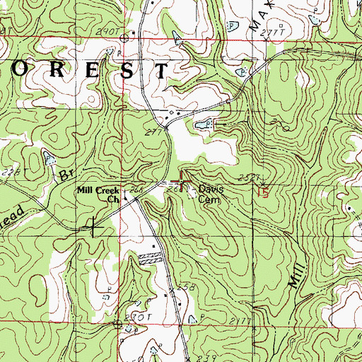 Topographic Map of Davis Cemetery, MS