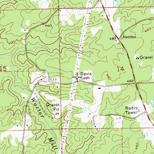 Topographic Map of Davis Cemetery, MS