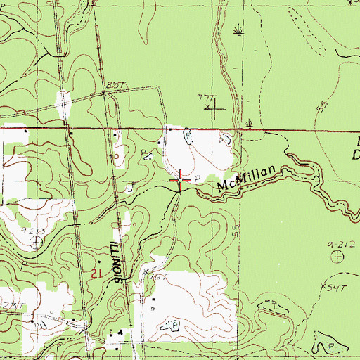 Topographic Map of Davis Creek, MS