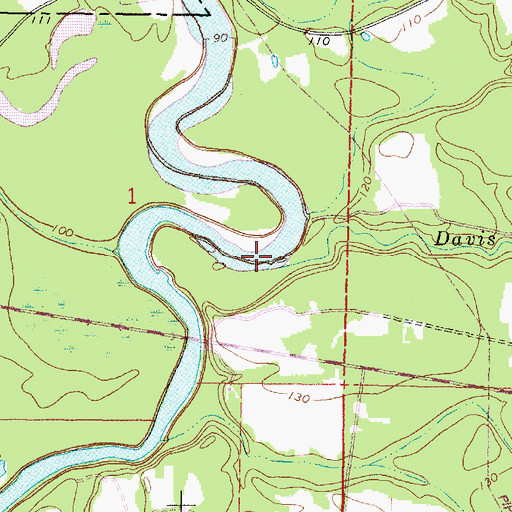 Topographic Map of Davis Creek, MS