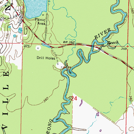 Topographic Map of Davis Creek, MS