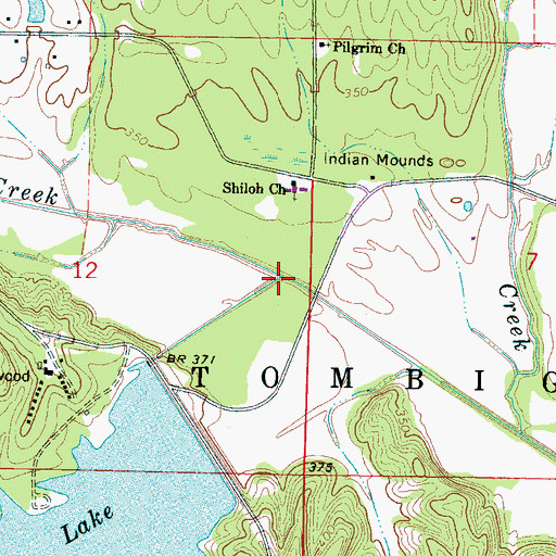Topographic Map of Davis Creek, MS