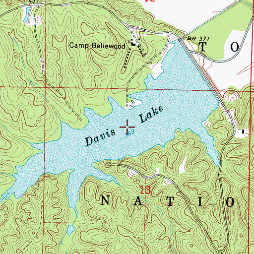 Topographic Map of Davis Lake, MS