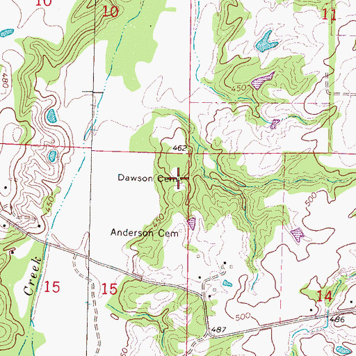 Topographic Map of Dawson Cemetery, MS