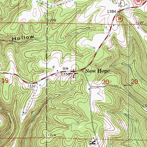 Topographic Map of New Hope Baptist Church, AR