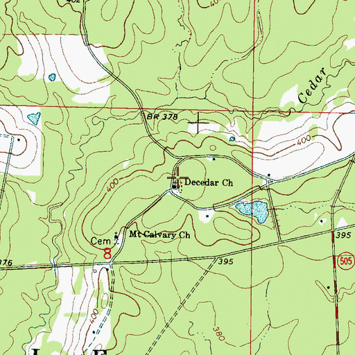Topographic Map of Decedar Missionary Baptist Church, MS