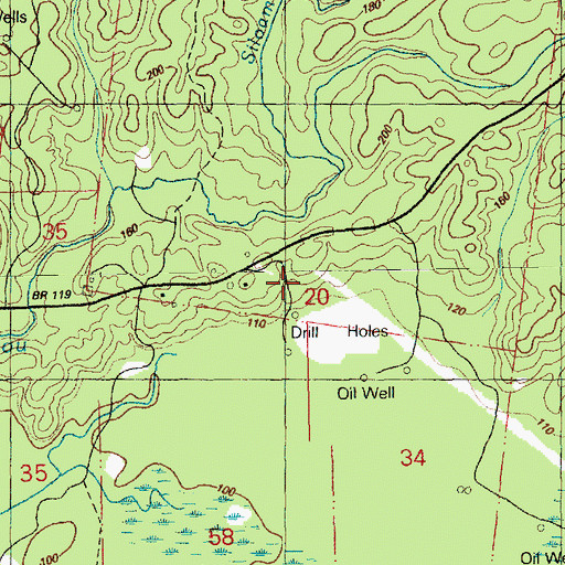 Topographic Map of Deerfield Oil Field, MS