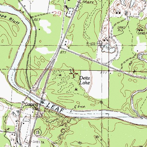 Topographic Map of Deitz Lake, MS