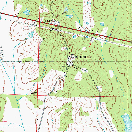 Topographic Map of Denmark, MS