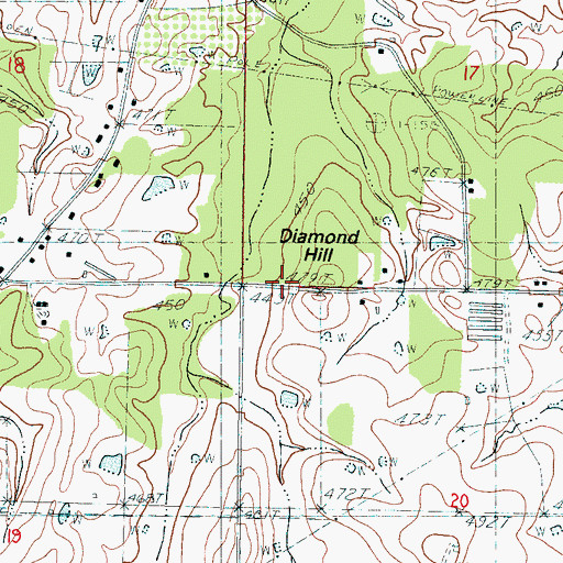Topographic Map of Diamond Hill, MS