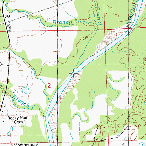 Topographic Map of Dodds Branch, MS