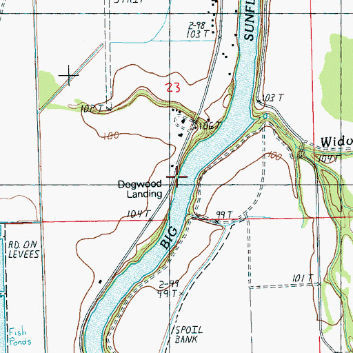 Topographic Map of Dogwood Landing, MS