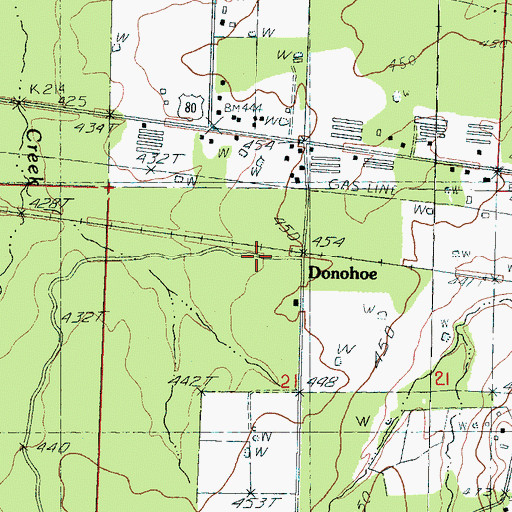 Topographic Map of Donohoe, MS
