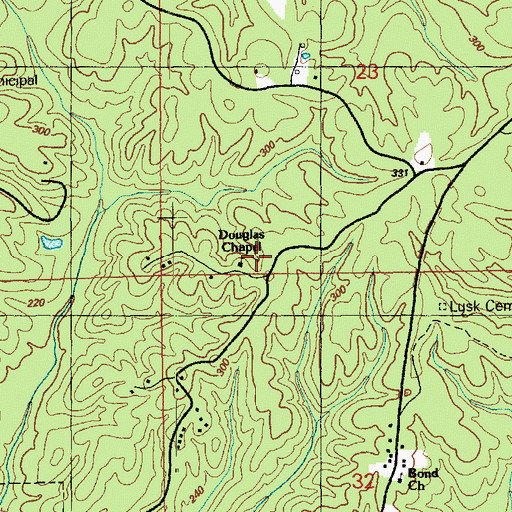 Topographic Map of Douglas Chapel, MS