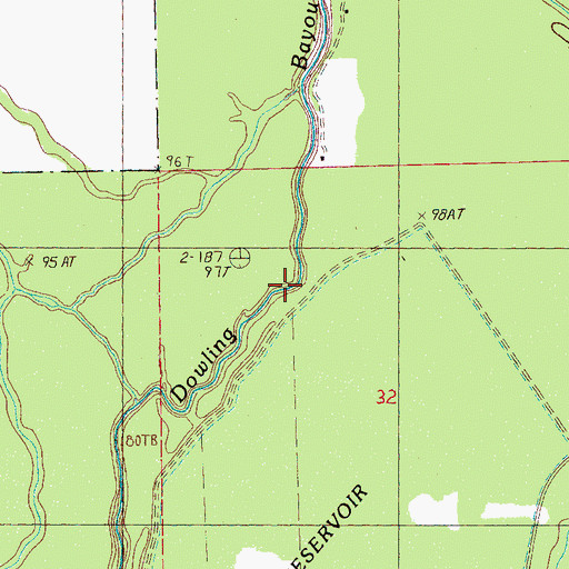 Topographic Map of Dowling Bayou, MS