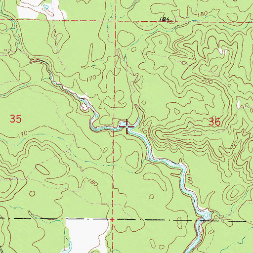 Topographic Map of Dry Creek, MS