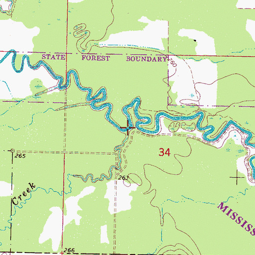 Topographic Map of Dry Creek, MS