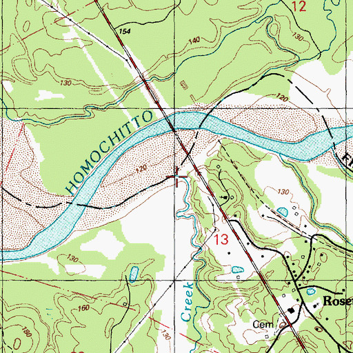 Topographic Map of Dry Creek, MS