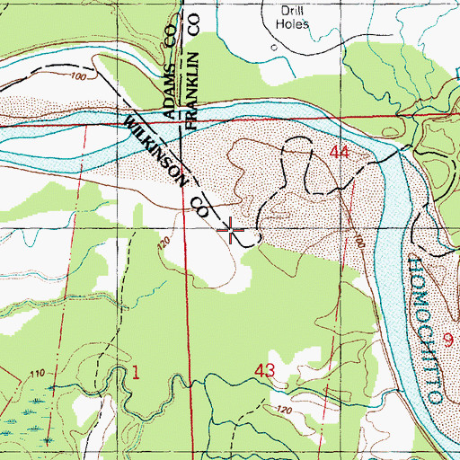 Topographic Map of Dry Creek, MS