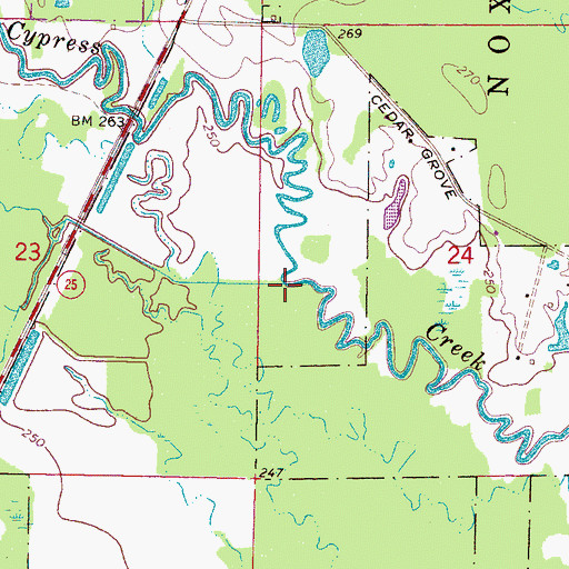 Topographic Map of Dry Creek, MS