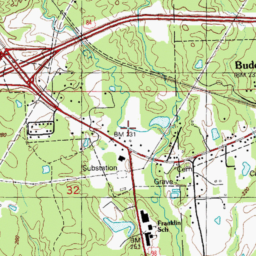 Topographic Map of Dry Creek, MS