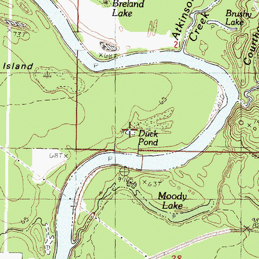 Topographic Map of Duck Pond, MS