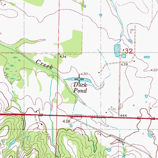 Topographic Map of Duck Pond, MS