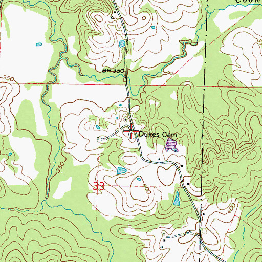 Topographic Map of Dukes Cemetery, MS