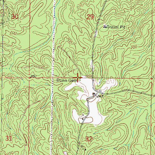 Topographic Map of Dunn Cemetery, MS