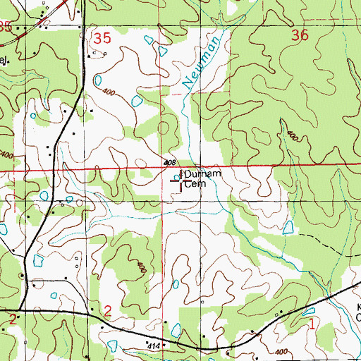 Topographic Map of Durham Cemetery, MS