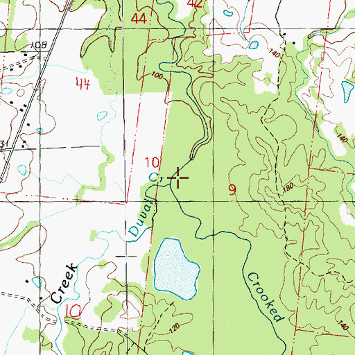 Topographic Map of Duval Creek, MS