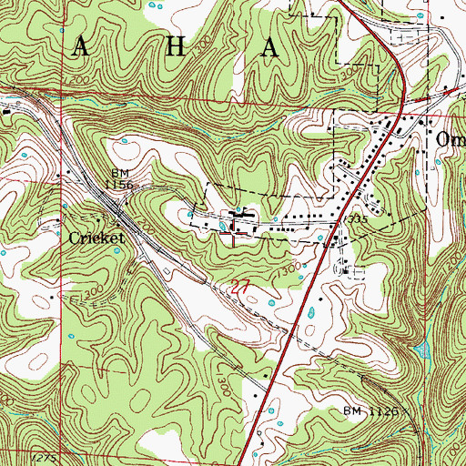 Topographic Map of Omaha High School, AR