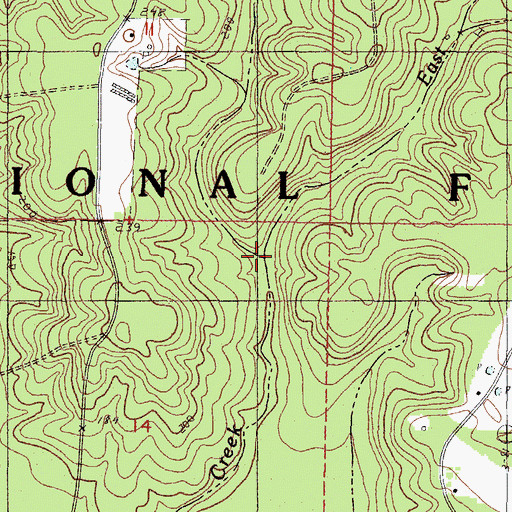 Topographic Map of East Prong Mill Creek, MS
