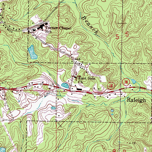 Topographic Map of East Side Church, MS