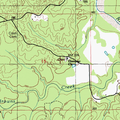 Topographic Map of Ebenezer Church, MS
