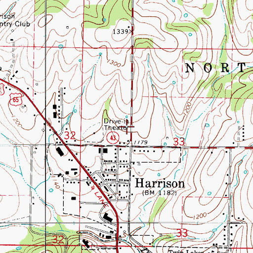 Topographic Map of Open Door Baptist Church, AR