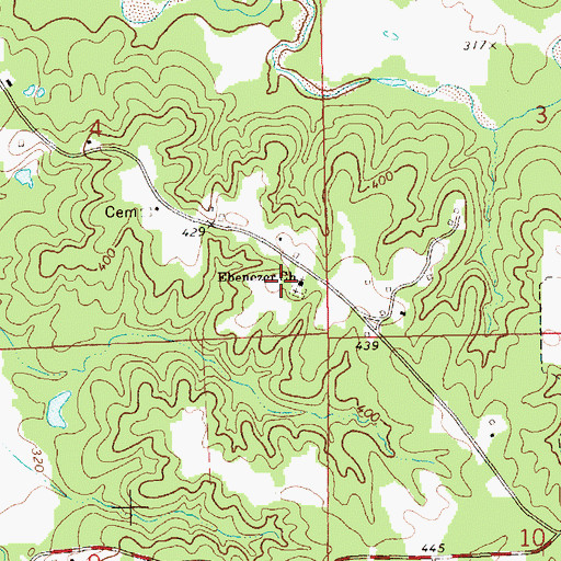 Topographic Map of Ebenezer Church, MS