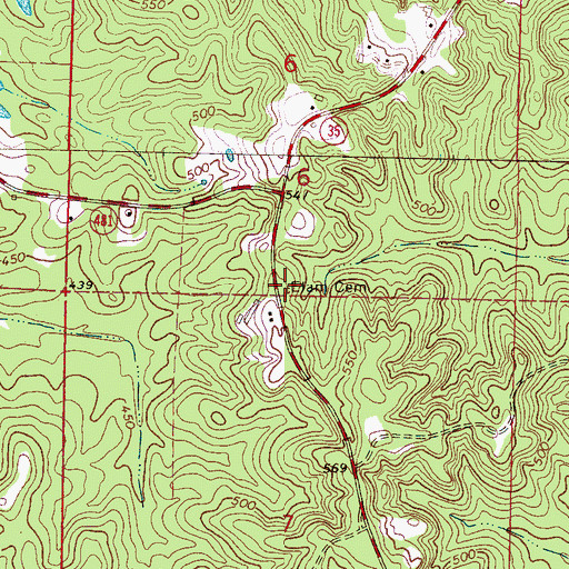 Topographic Map of Henderson Family Cemetery, MS