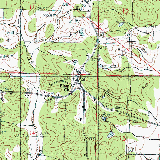 Topographic Map of Elam Cemetery, MS