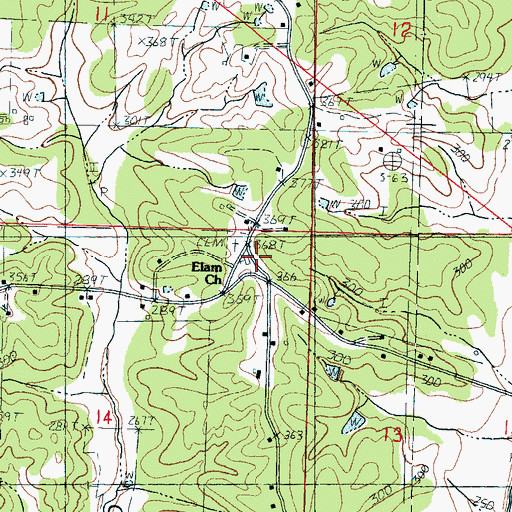 Topographic Map of Elam Church, MS