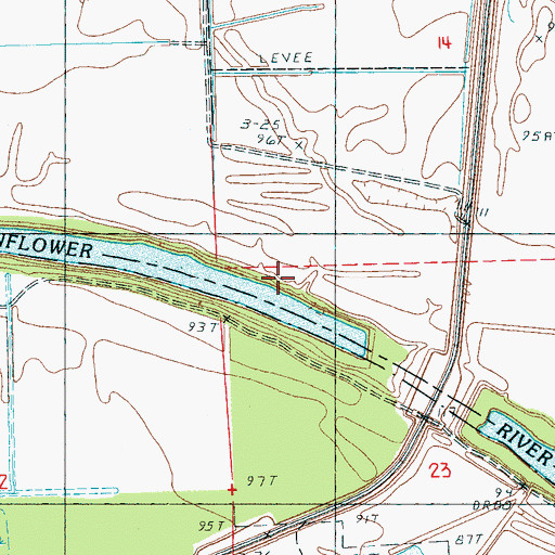 Topographic Map of Ellwood Landing, MS