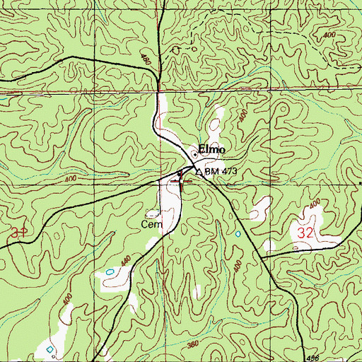 Topographic Map of Elmo Church, MS