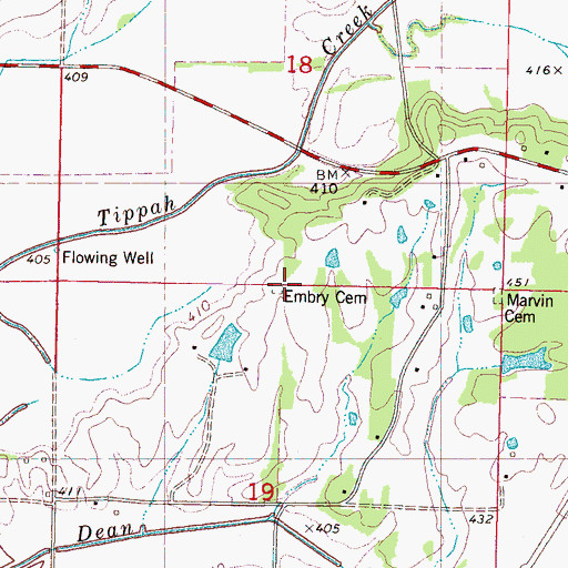 Topographic Map of Embry Cemetery, MS