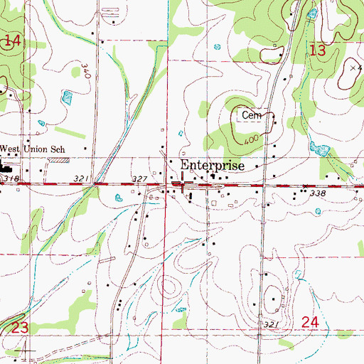 Topographic Map of Enterprise, MS