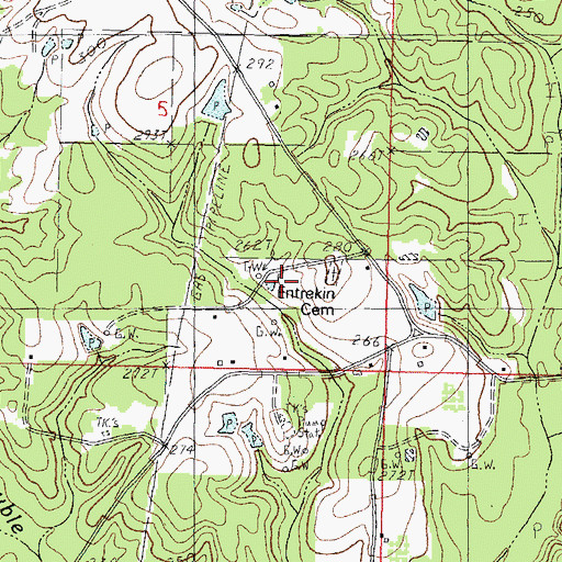 Topographic Map of Entrekin Cemetery, MS