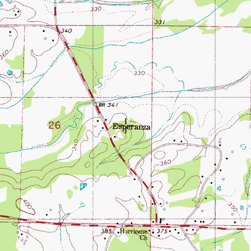 Topographic Map of Esperanza, MS