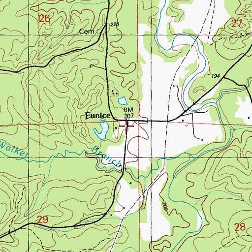 Topographic Map of Eunice, MS